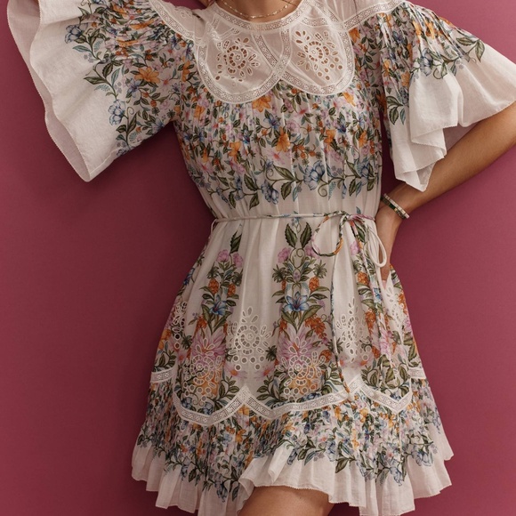 FARM RIO Off-White Sweet Bloom Bouquet Mini Dress NWT Size Small - Picture 2 of 10